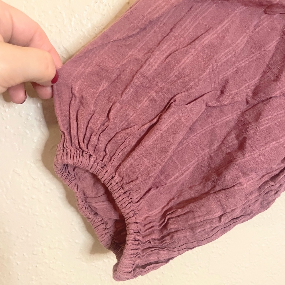 Free People Ari Mini Dress L Dried Currant Pink Crochet Smocked Boho - Picture 4 of 9